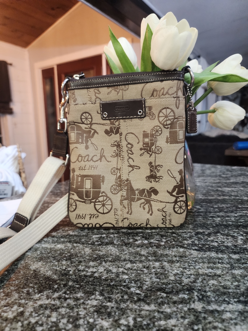 Coach Beige Signature Canvas Crossbody Bag-9×6.5 - Picture 7 of 7